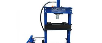 Manual hydraulic presses are used in auto repair shops for a variety of operations.