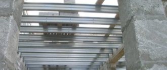 Metal ceiling between floors with channel