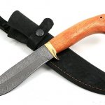 Damascus knife with sheath