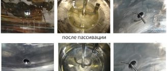 Examples of stainless steel surfaces subjected to corrosion and the results of passivation