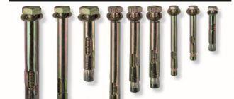 Anchor bolt sizes