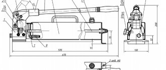 Diagram of a hydraulic hand pump