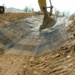 strengthening the riverbed with gabions